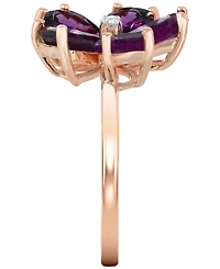 Rhodolite (3-1/2 ct. t.w.) & Diamond Accent Flower Ring in 14k Rose Gold-Plated Sterling Silver