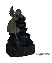 Outdoor Solar Powered Angel Falls Water Fountain with Battery Backup and Submersible Pump - 27"