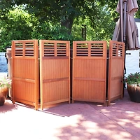 Outdoor Patio or Porch Meranti Wood with Teak Oil Finish Folding Privacy Screen Fence - 44"