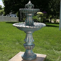 Sunnydaze Decor Nouveau 41-Inch Tall 2-Tier Outdoor Garden Water Fountain - Green