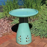 Outdoor Weather-Resistant Garden Patio Classic High-Fired Smooth Ceramic Hand-Painted Bird Bath