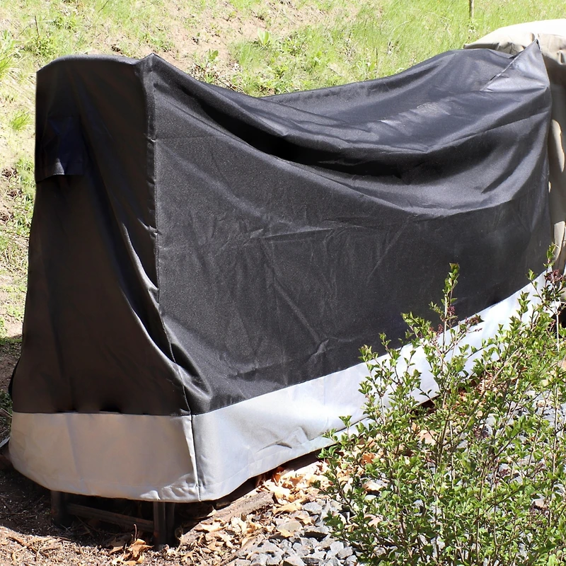 Outdoor Firewood Log Rack Cover - Gray and Black - 600D Polyester with Pvc Backing - 6-Foot
