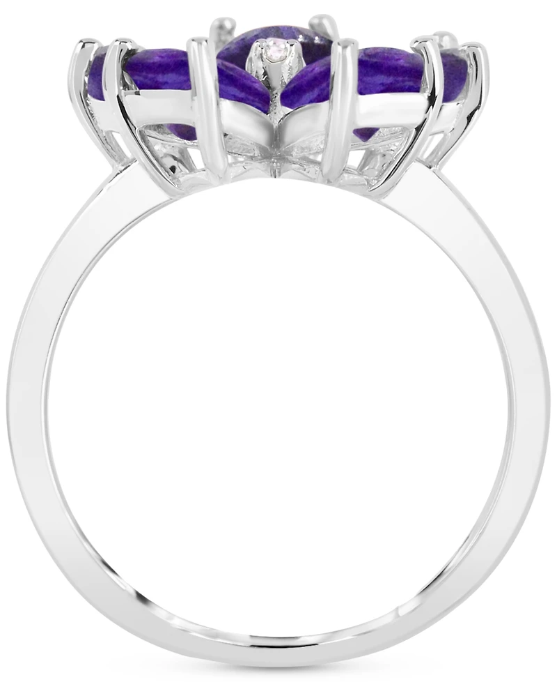 Amethyst (3-1/4 ct. t.w.) & Diamond Accent Flower Ring in Sterling Silver