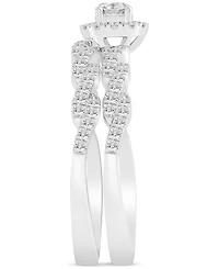 Diamond Halo Twist Bridal Set (1/2 ct. t.w.) 14k White Gold