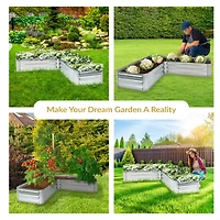 Outdoor Galvanized Steel L-Shaped Raised Garden Bed for Plants, Vegetables, and Flowers - 59.5"
