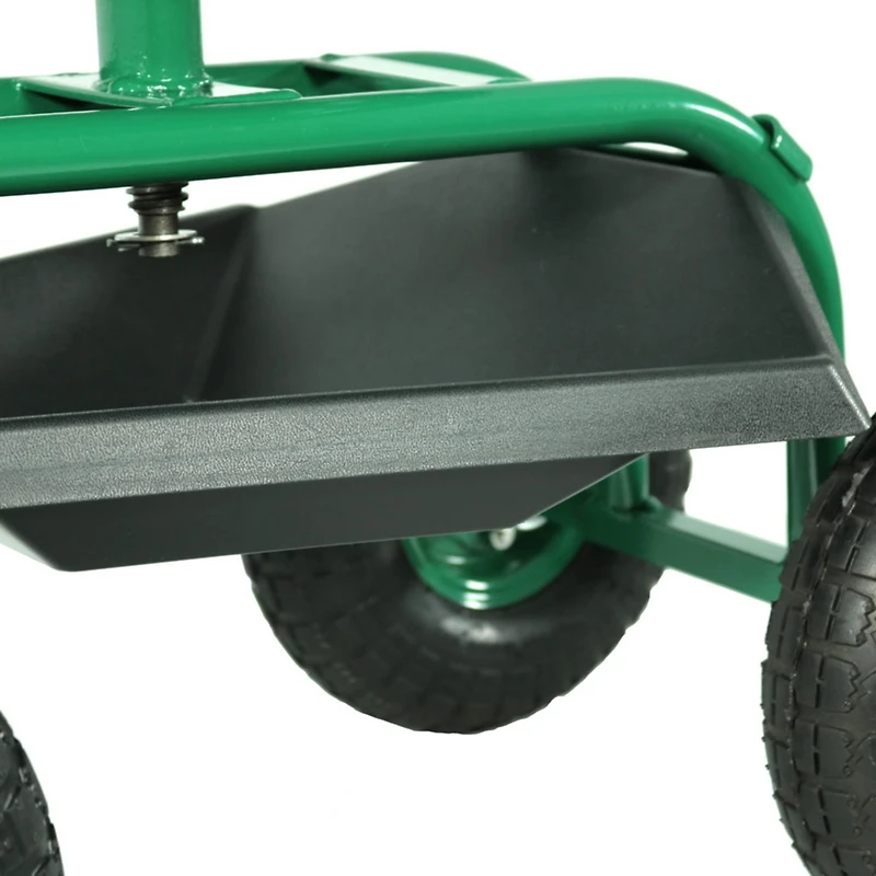 Rolling Garden Cart Scooter with Wheels and Tool Tray - 360-Degree Swivel Seat - Green