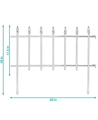 Roman Decorative Garden Fence Panels - Iron Border Fence - 22” W x 18” H Per Panel - Black - Set of 5 - 9' Length