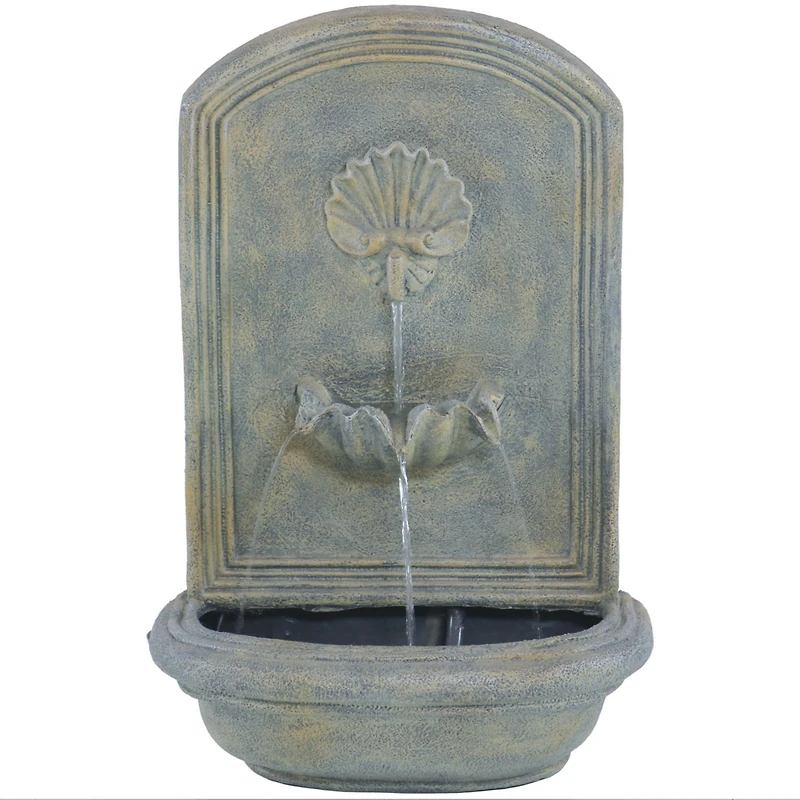 Seaside 27-Inch Outdoor Wall Fountain - Outdoor Water Fountain for Garden, Patio and Balcony