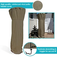 94-Inch Tall Heavy Duty Reinforced Pvc Propane Patio Heater Cover - Drawstring and Toggle Closure - Khaki
