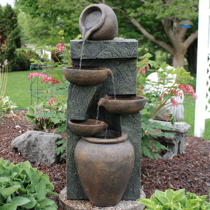 Sunnydaze Decor 39-Inch Cascading Earthenware Pottery Stream Outdoor Water Fountain