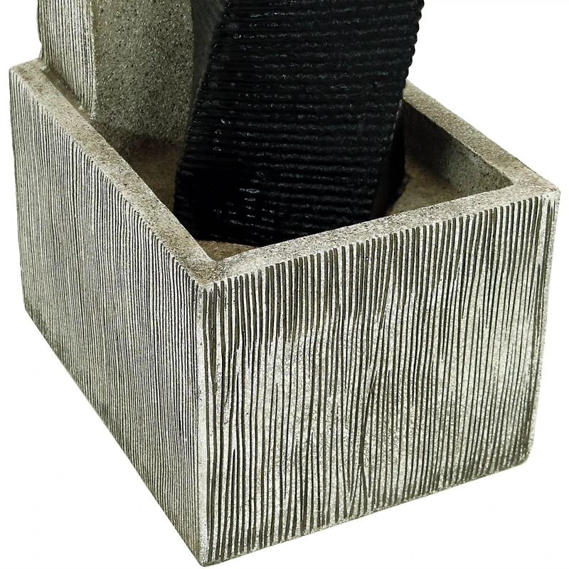 35"H Electric Polyresin Modern Artistry Column Outdoor Water Fountain with Led Lights