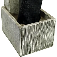 35"H Electric Polyresin Modern Artistry Column Outdoor Water Fountain with Led Lights