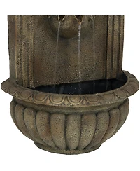 Sunnydaze Decor Florence 27-Inch Polystone Outdoor Wall Water Fountain - Electric Submersible Pump - Florentine Stone Finish