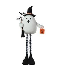 Glitzhome 38"H Lighted Halloween Fabric Ghost Standing Decor, With Telescoping Legs and Timer