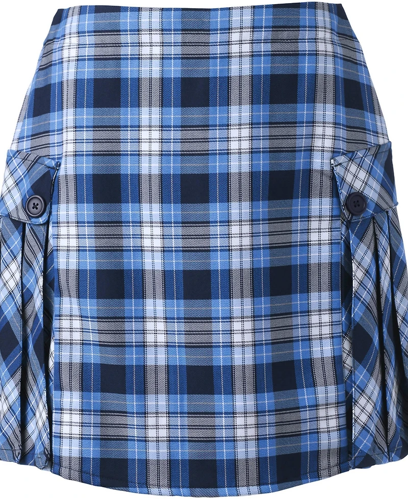 Lands' End Women's School Uniform Side Pleat Plaid Skort Above the Knee