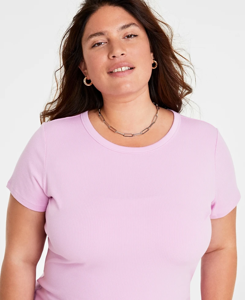 On 34th Women's Plus size Ribbed T-Shirt, Created for Macy's