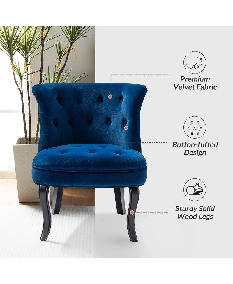 Modern Velvet Armless small Accent Chairs For Space Saving