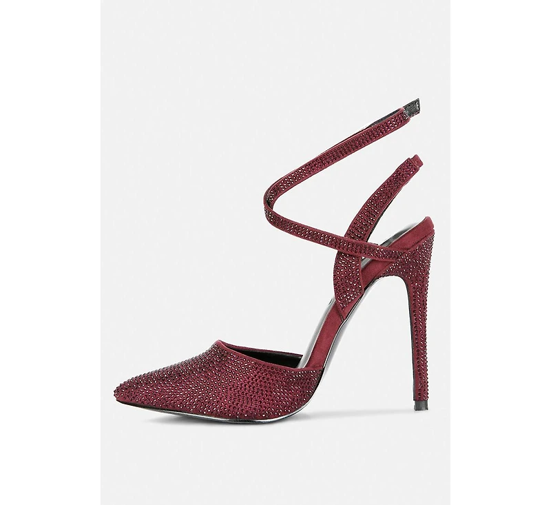 Charmer Womens Rhinestone Embellished Stiletto Sandals