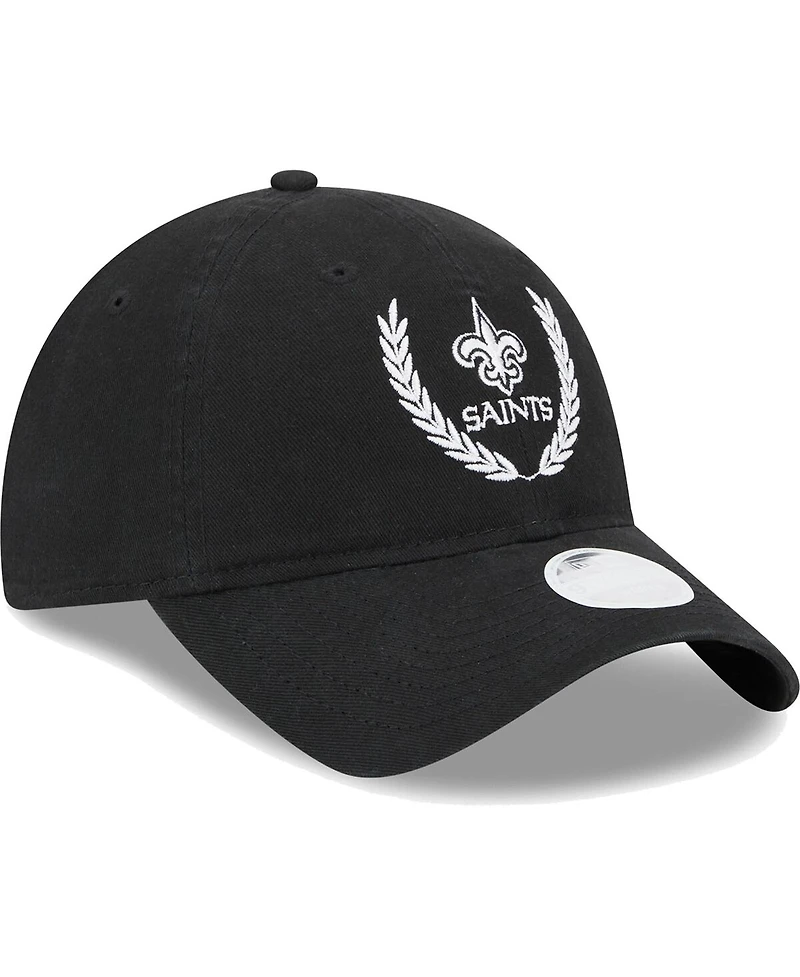 New Era Women's Black New Orleans Saints Leaves 9Twenty Adjustable Hat