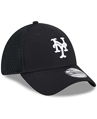 New Era Men's York Mets Evergreen Black White Neo 39Thirty Flex Hat