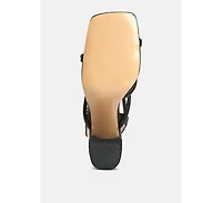 Artha Womens open square toe block heel sandals