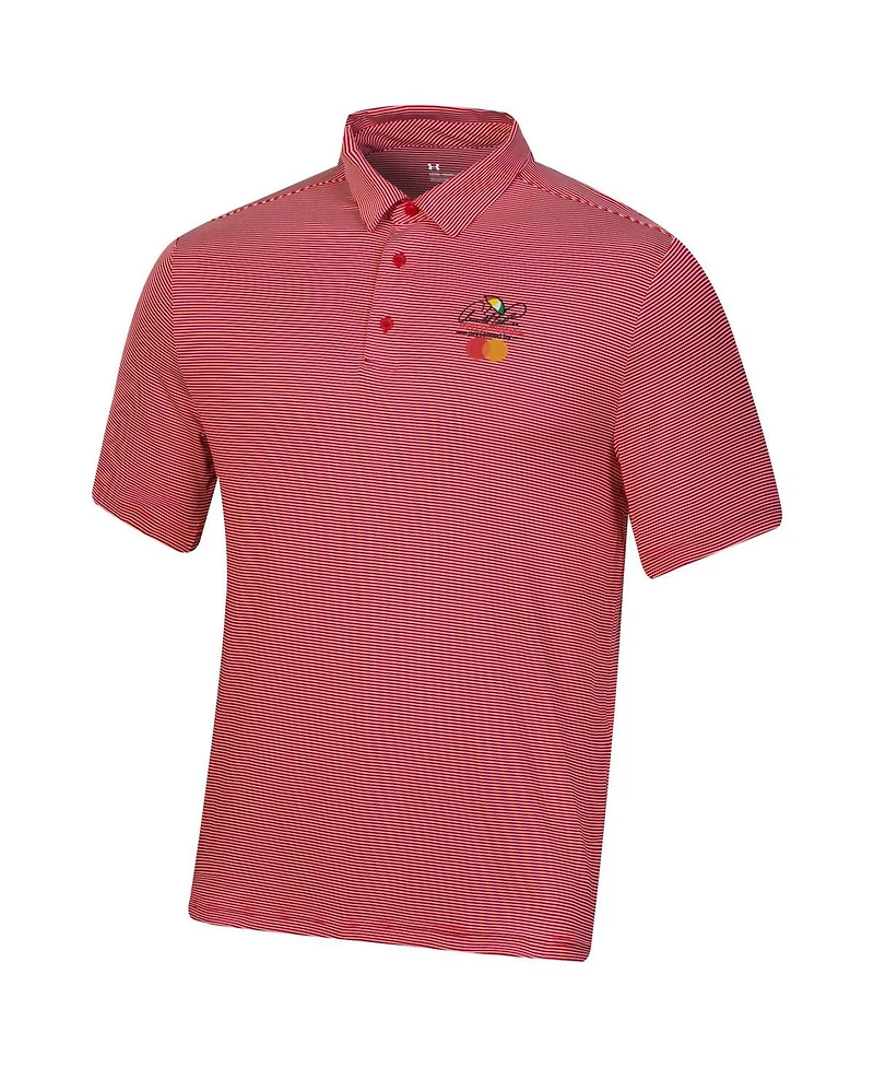 Under Armour Men's Red Arnold Palmer Invitational T2 Green Bridge Stripe Polo