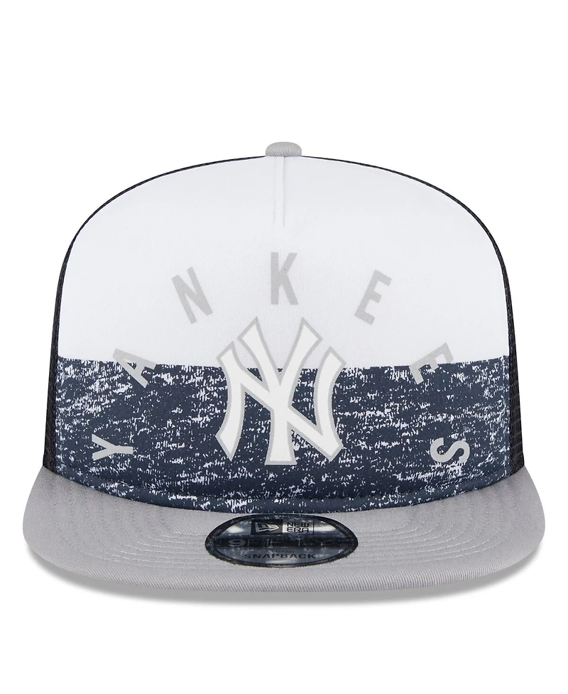 New Era Men's White/Gray New York Yankees Team Foam Front A-Frame Trucker 9Fifty Snapback Hat
