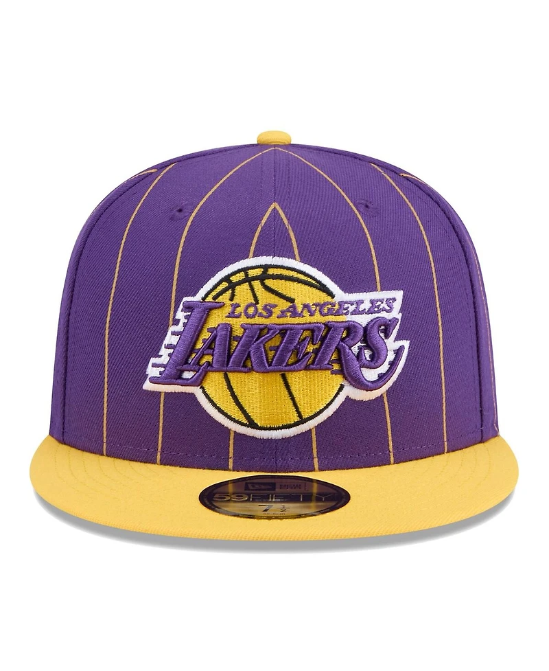New Era Men's Purple/Gold Los Angeles Lakers Pinstripe Two-Tone 59fifty Fitted Hat