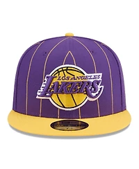 New Era Men's Purple/Gold Los Angeles Lakers Pinstripe Two-Tone 59fifty Fitted Hat