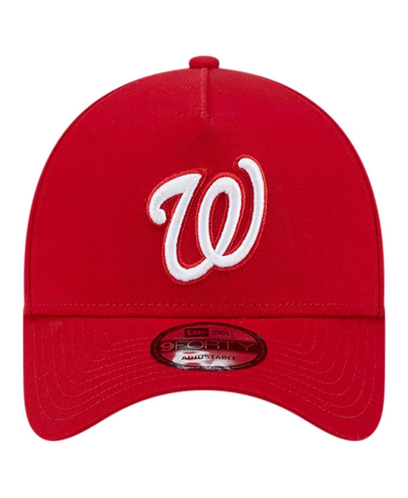 New Era Men's Red Washington Nationals Team Color A-Frame 9Forty Adjustable Hat