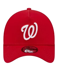 New Era Men's Red Washington Nationals Team Color A-Frame 9Forty Adjustable Hat