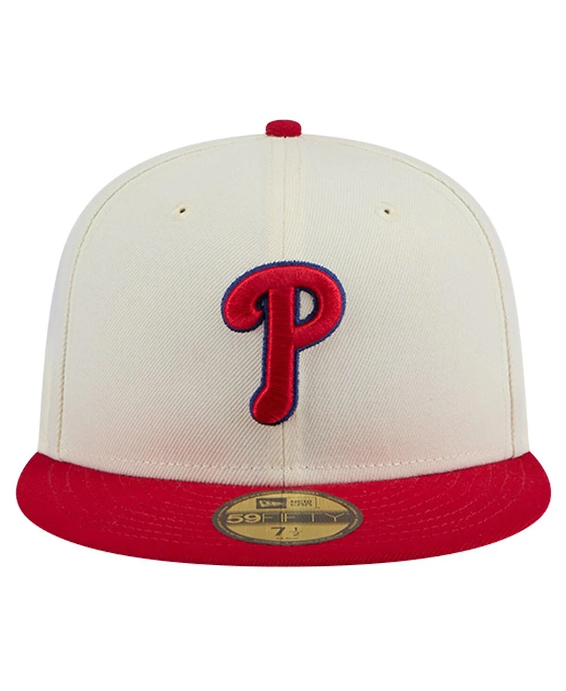 New Era Men's Cream Philadelphia Phillies Evergreen Chrome 59Fifty Fitted Hat