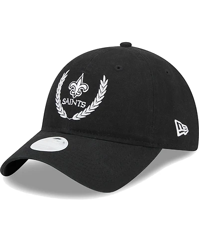New Era Women's Black New Orleans Saints Leaves 9Twenty Adjustable Hat