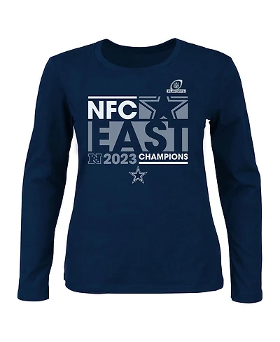 Fanatics Branded Women's Navy Dallas Cowboys 2023 Nfc East Division Champions Plus Size Conquer Long Sleeve V-Neck T-Shirt