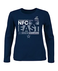 Fanatics Branded Women's Navy Dallas Cowboys 2023 Nfc East Division Champions Plus Size Conquer Long Sleeve V-Neck T-Shirt