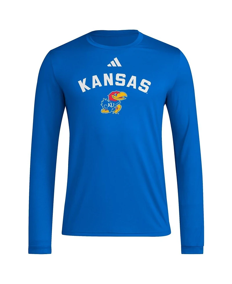 Adidas Men's Royal Kansas Jayhawks Alternate Pre-Game Hook AeroReady Long Sleeve T-Shirt