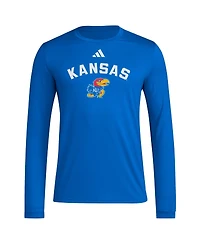 Adidas Men's Royal Kansas Jayhawks Alternate Pre-Game Hook AeroReady Long Sleeve T-Shirt