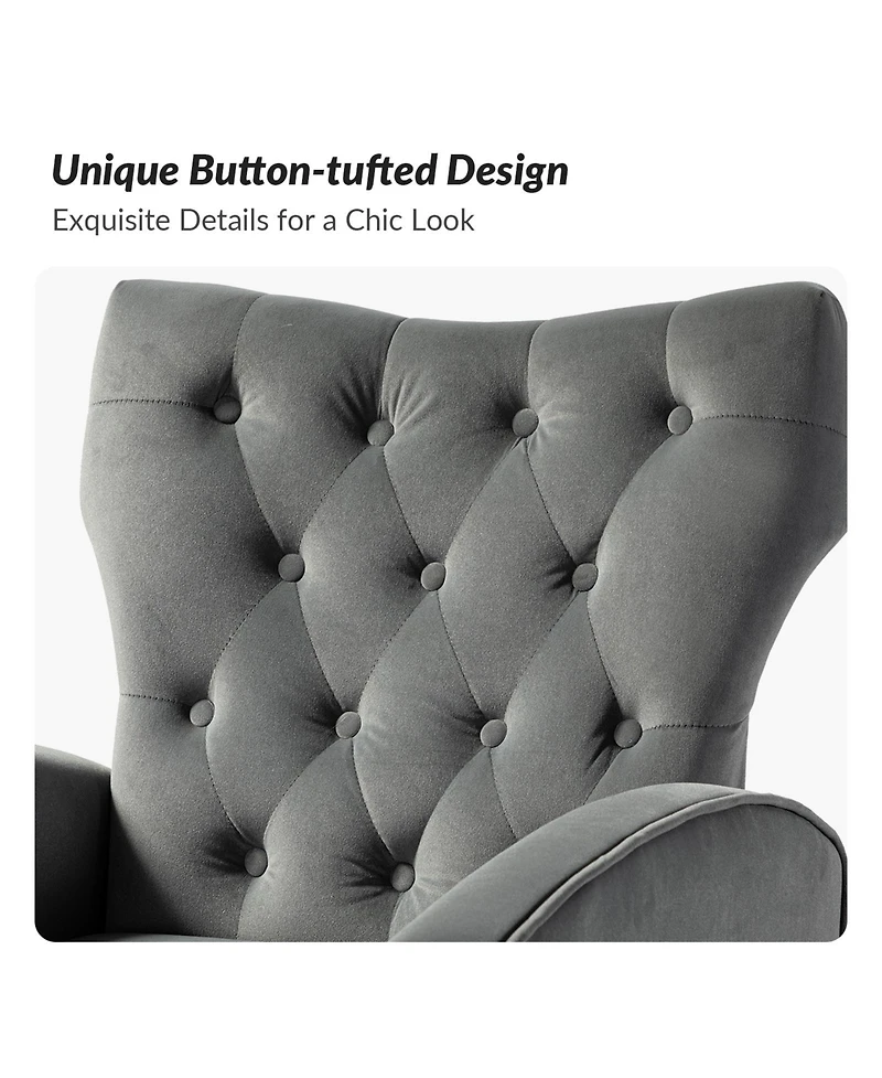 Modern Tufted Back Velvet Accent Chair for Living Room Bedroom