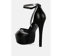 Cinderella Rhinestones Embellished Stiletto Platform Sandals Women