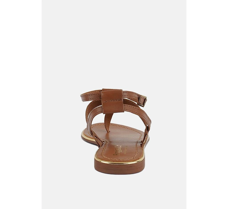 Irene Black Flat Thong Sandals