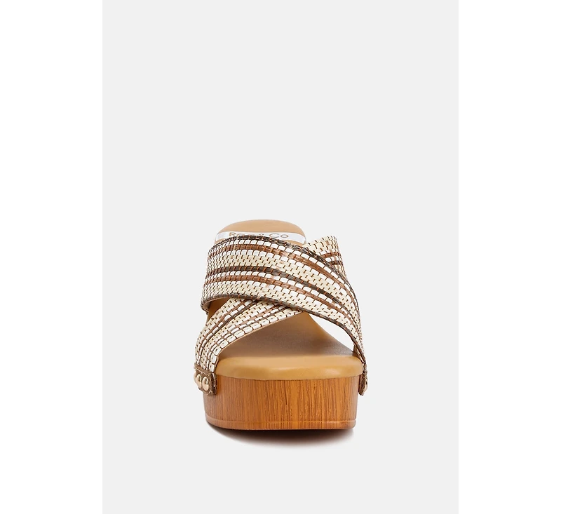Finley Raffia High Block Heel Mules Women