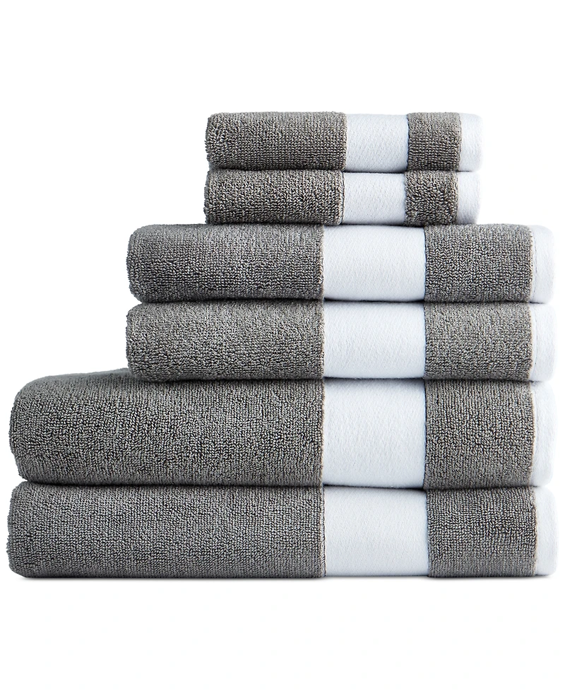 Lacoste Home Heritage Sport Stripe Logo Cotton 6-Pc. Bath Towel Set