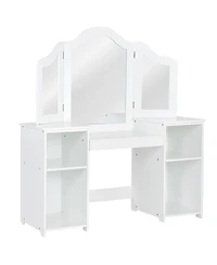 Slickblue Kids Tri Folding Mirror Makeup Dressing Vanity Table Set
