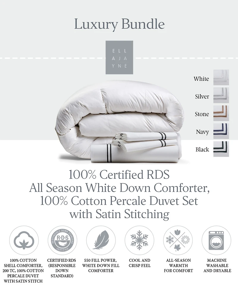 Ella Jayne Luxury 4 Piece Down Comforter with Duvet Cover Set
