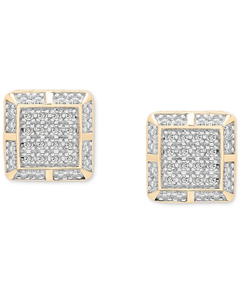 Men's Diamond Square Cluster Stud Earrings (1/3 ct. t.w.) in 14k Gold-Plated Sterling Silver