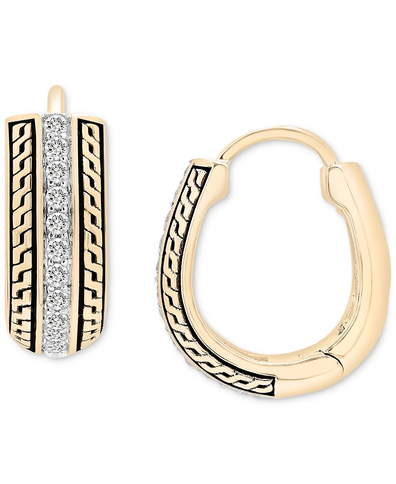 Men's Diamond Thick Hoop Earrings (1/5 ct. t.w.) in 14k Gold-Plated Sterling Silver, 1/2"