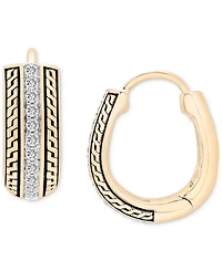 Men's Diamond Thick Hoop Earrings (1/5 ct. t.w.) in 14k Gold-Plated Sterling Silver, 1/2"