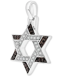 Men's Black & White Diamond Star of David Pendant (3/8 ct. t.w.) in 10k White Gold