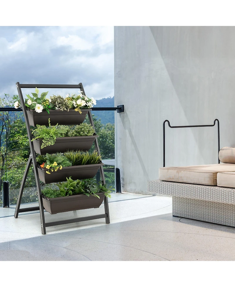 Slickblue 4-Tier Vertical Raised Garden Bed with 4 Containers and Drainage Holes