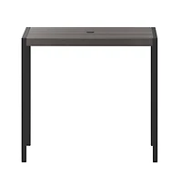 Merrick Lane Faux Teak Outdoor Dining Table With Powder Coated Steel Frame And Umbrella Hole